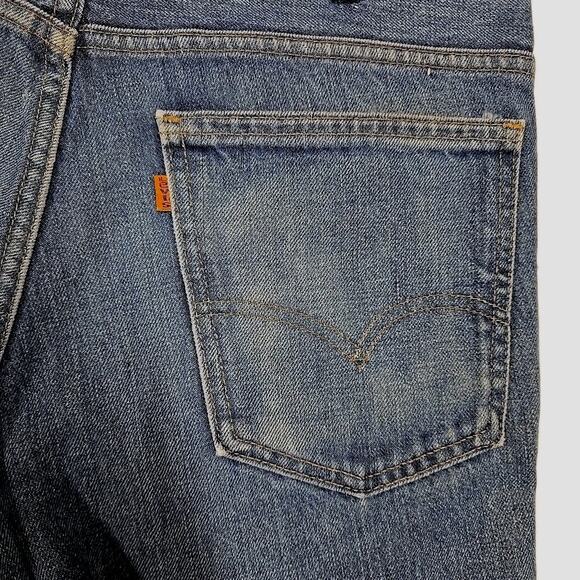 Vintage 70’s Levi’s 684 Orange Tab Bell Bottom Flare Faded Denim Jeans Sz 33X32 - Picture 4 of 12